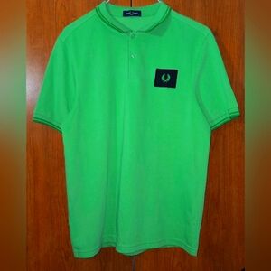 Fred Perry Green Polo Shirt with Ribbed Cuffs